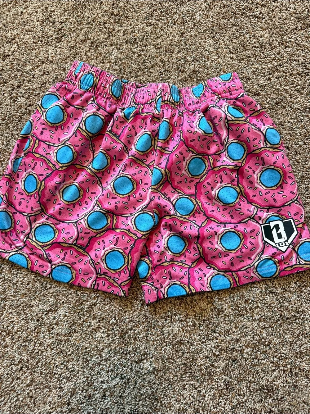 Baseball lifestyle 101 Donut Print Pink Kids Shorts